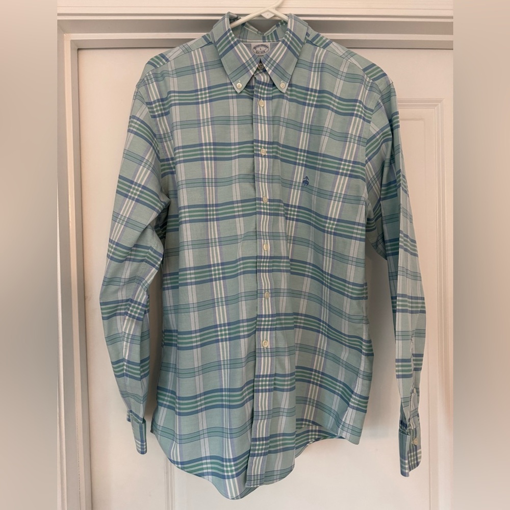 Brooks Brothers Green and Blue Plaid Button Down Shirt